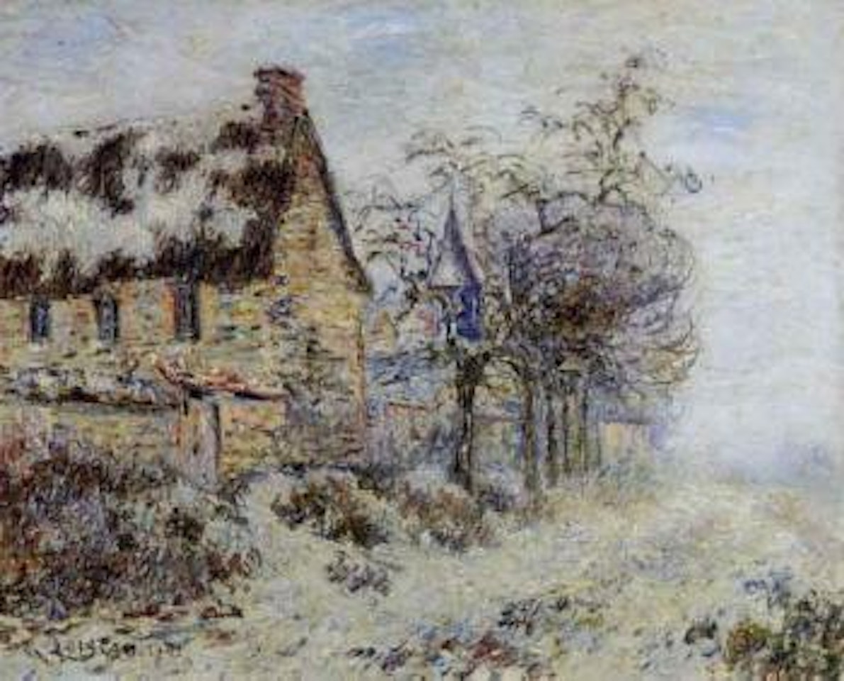 Maisons et arbres sous la neige by Gustave Loiseau