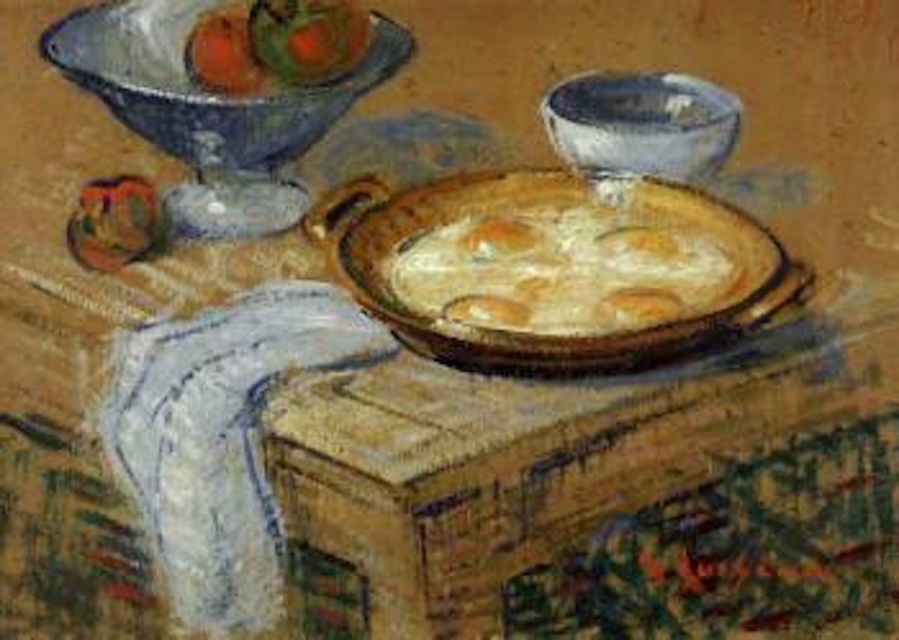 Les oeufs sur le plat a la coupe de fruits by Gustave Loiseau