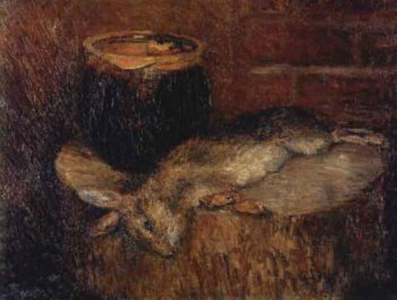 Lapin et pot de terre sur une table by Gustave Loiseau