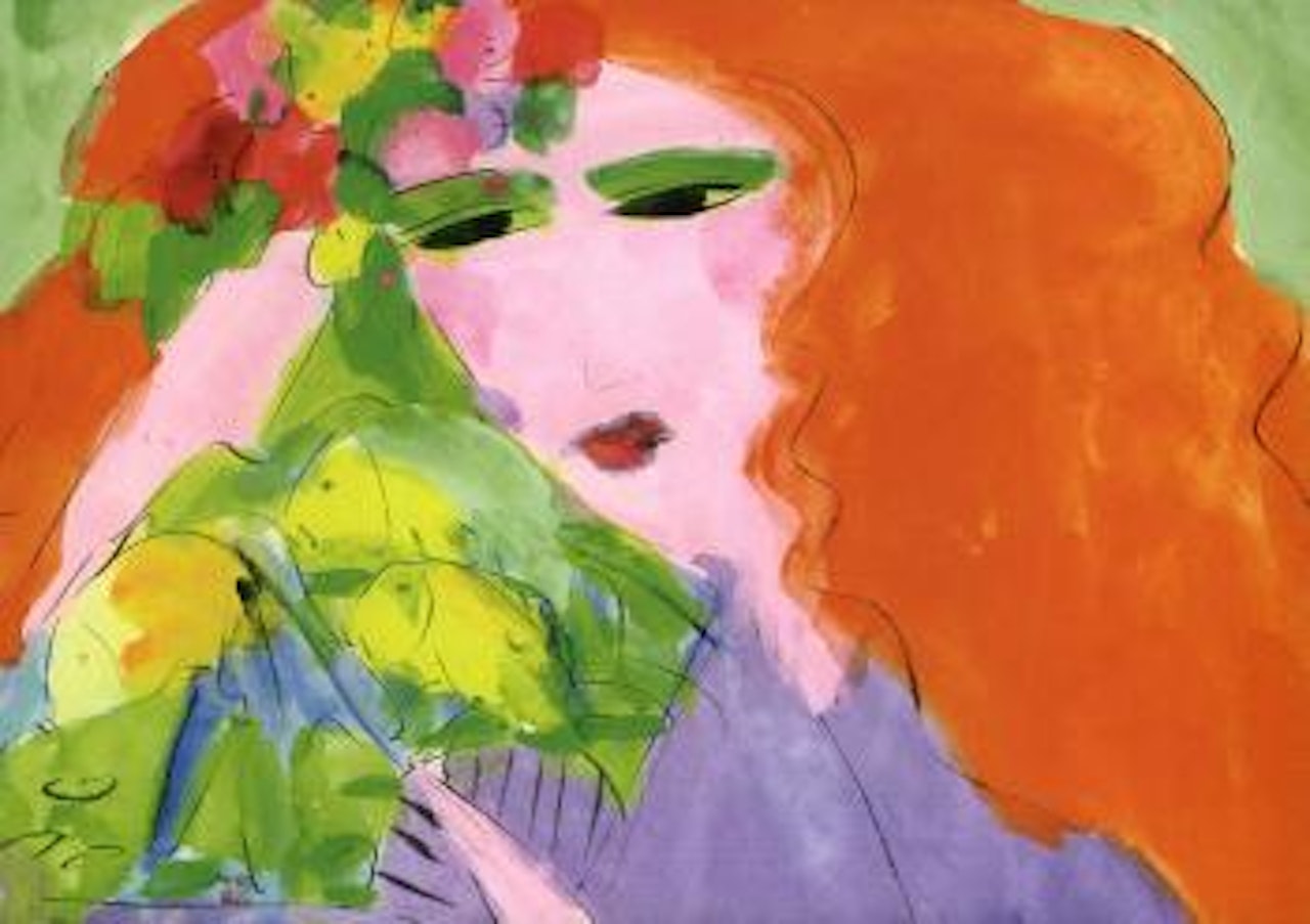 Girl with orange hair by Walasse Ting