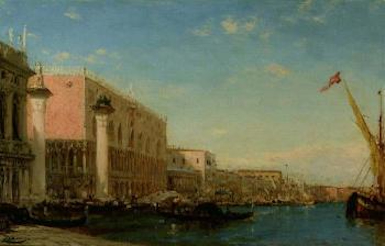 Gondalas at the Doges' Palace, Venice by Félix Ziem