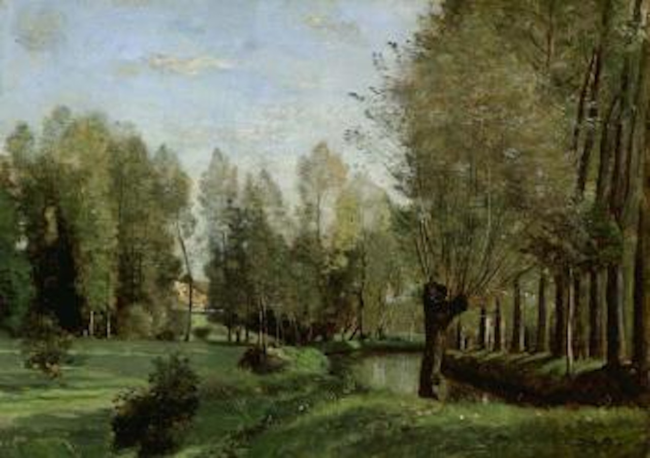 Le printemps pres d'Arras, au bord de la Scarpe by Jean Baptiste Camille Corot