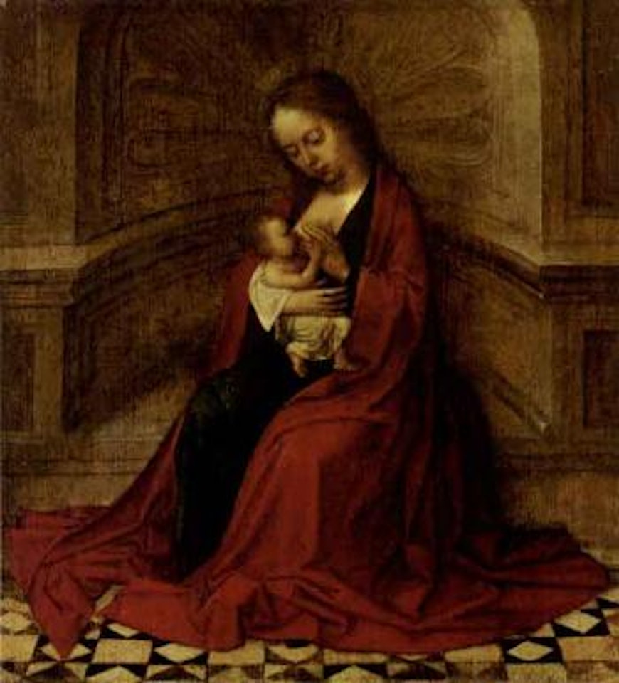 Madonna and Child in interior by Adriaen Isenbrandt