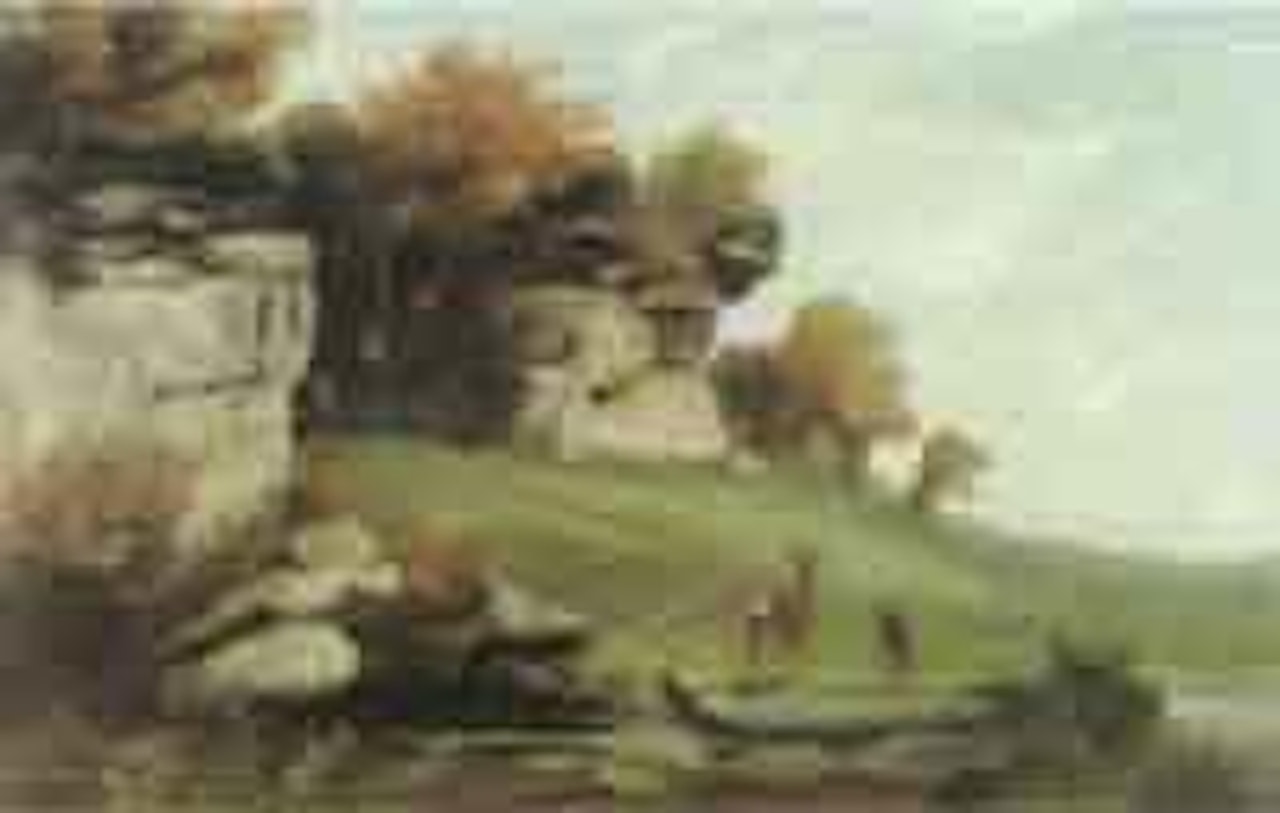 Deer in landscape near Ornans by Gustave Courbet