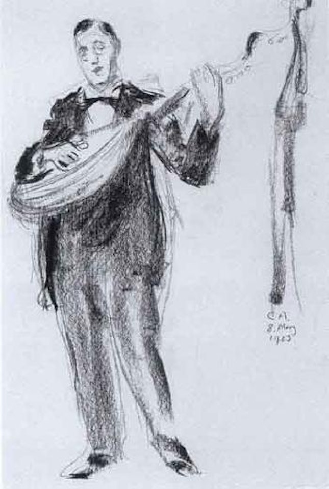 Self portrait with mandolin by Cuno Amiet