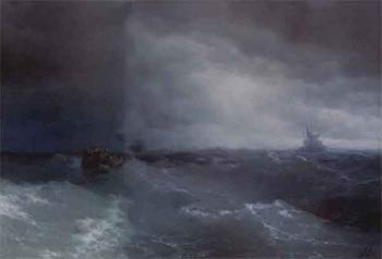 Stormy sea at nightfall by Ivan Konstantinovich Aivazovsky