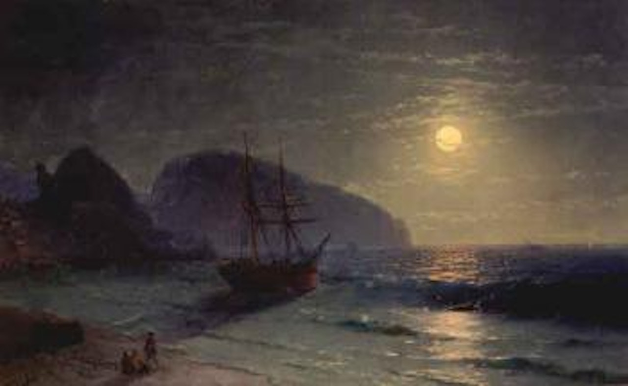 Full moon over the Ayu-Dag by Ivan Konstantinovich Aivazovsky