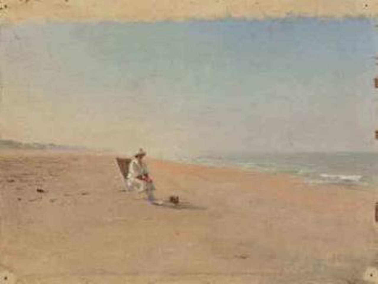 Woman in deckchair on the beach by Ivan Pavlovitch Pochitonov