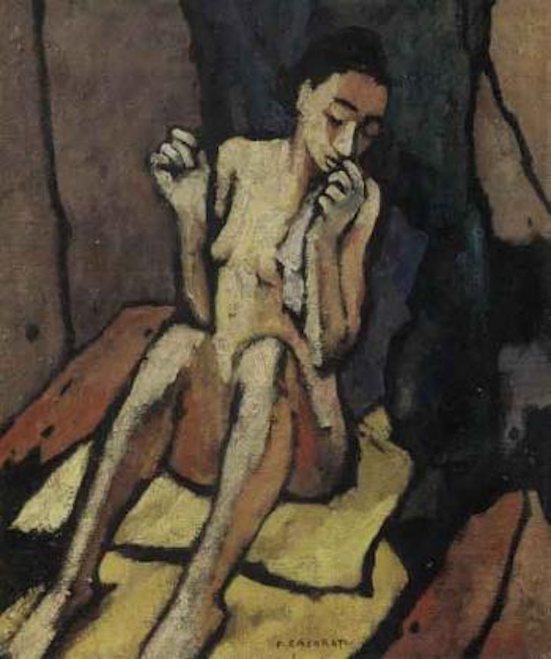 Seated nude by Felice Casorati