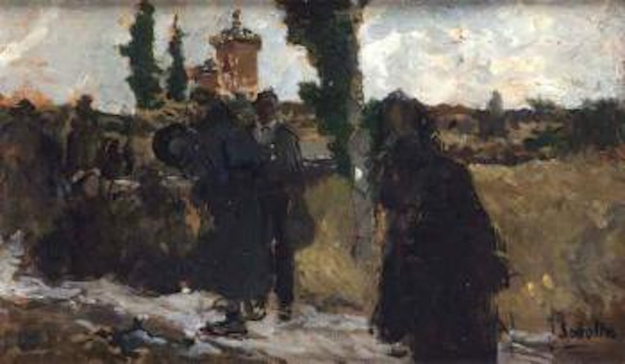 At the cemetery by Joaquin Sorolla Y Bastida