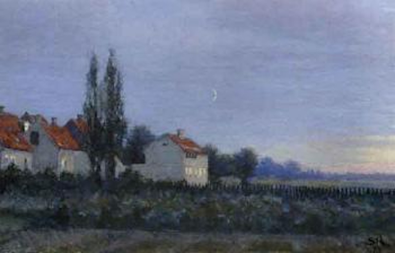 Houses in moonlight by Peder Severin Kröyer