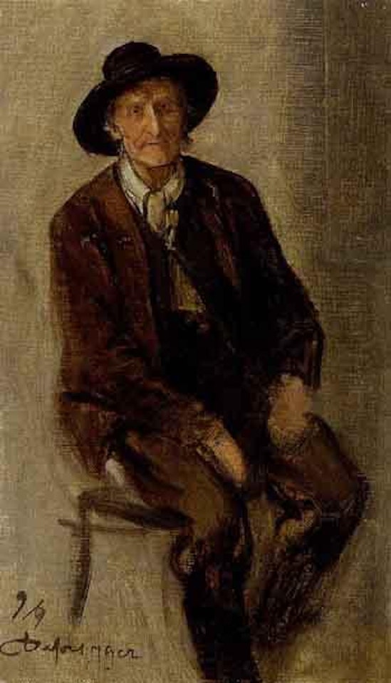 Seated peasant by Franz von Defregger