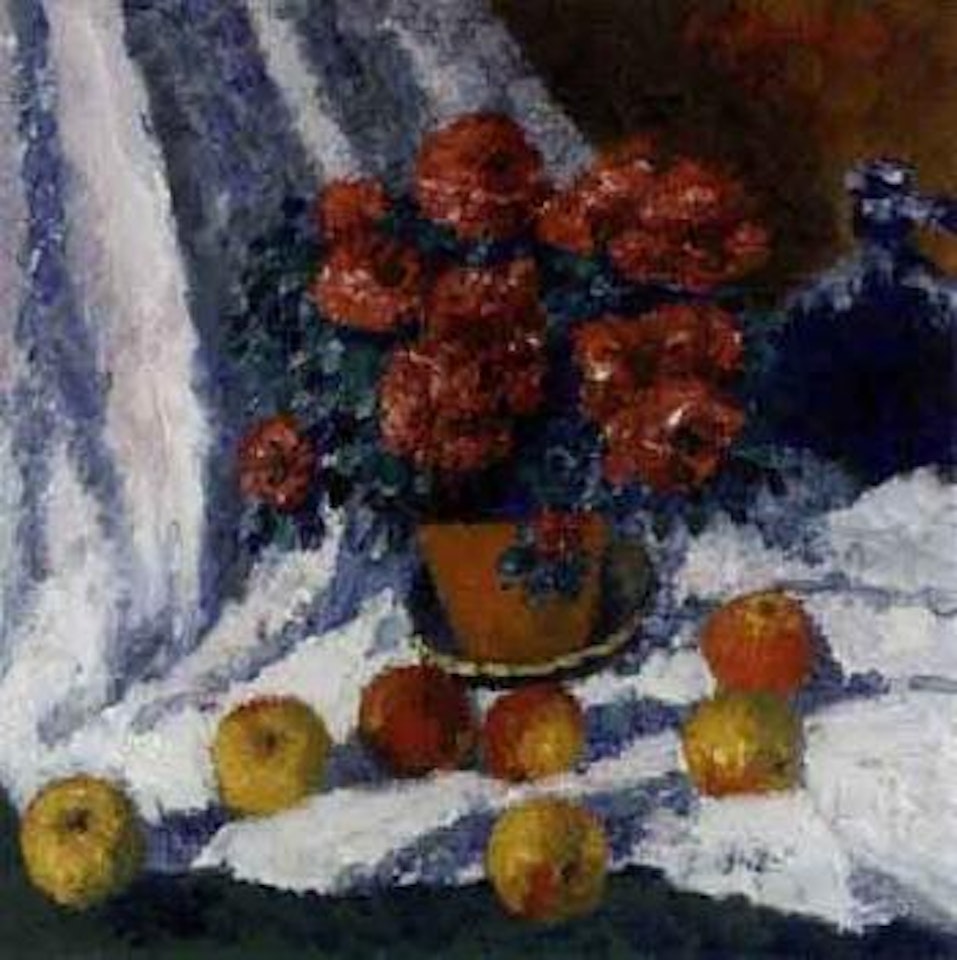 Still life with pot plant and apples by Karl Stark