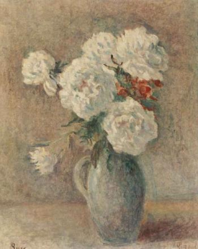 Pivoines blanches dans un vase by Maximilien Luce