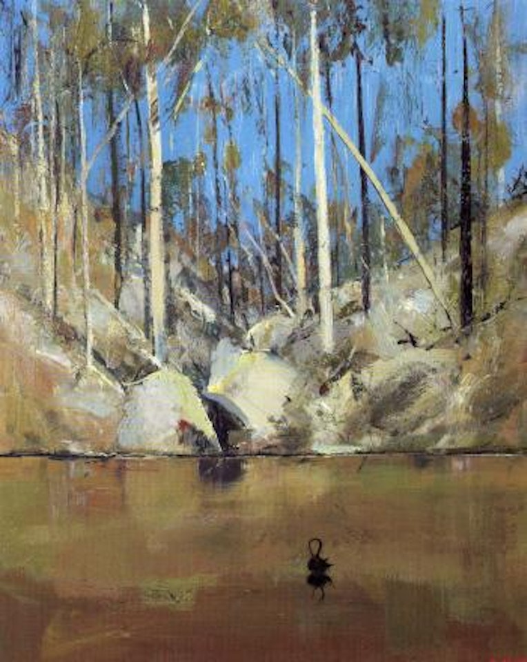 Shoalhaven River with swan by Arthur Merric Bloomfield Boyd