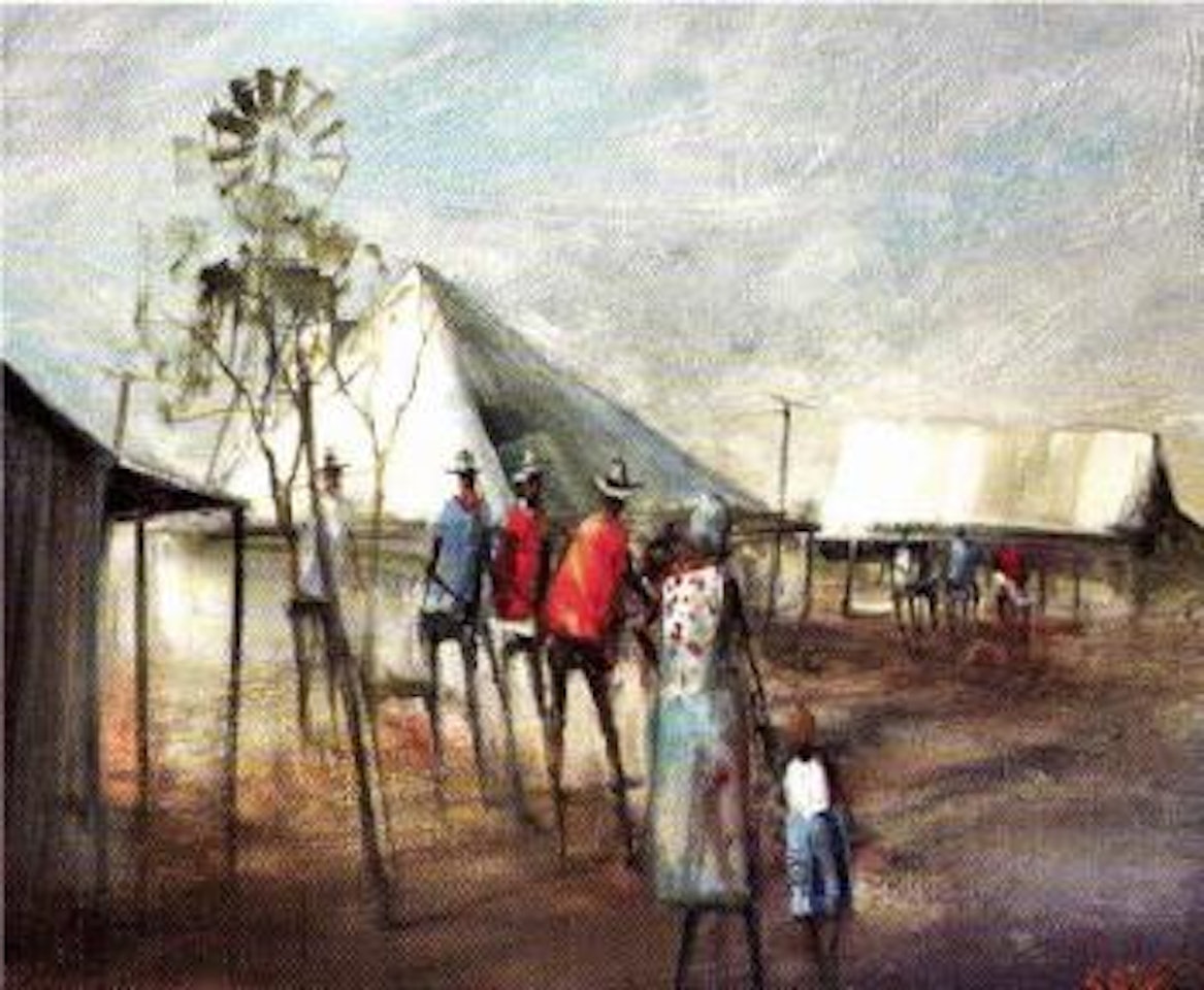 Playing horseshoes, Northern Territory by Hugh Sawrey