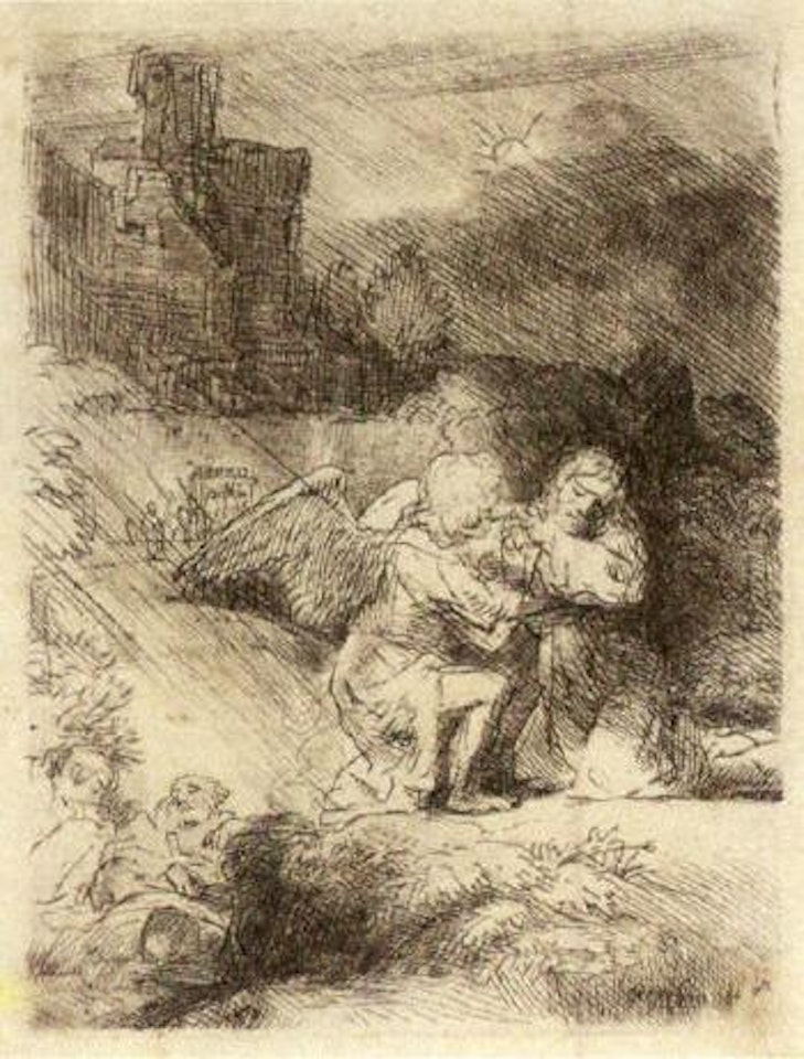 Agony in the garden by Attributed to Rembrandt Harmensz van Rijn