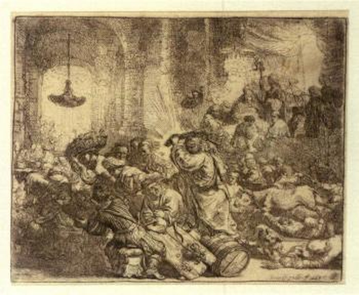 Christ driving the money changers from the temple by Attributed to Rembrandt Harmensz van Rijn