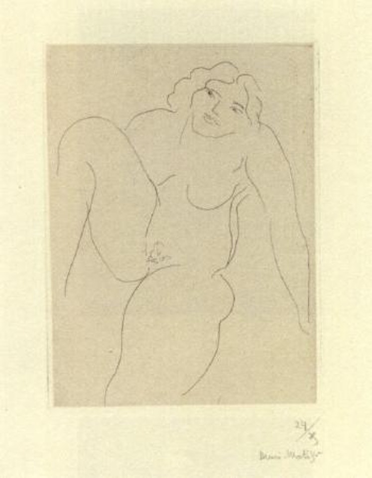 Nu de face, jambe droite repliee by Henri Matisse