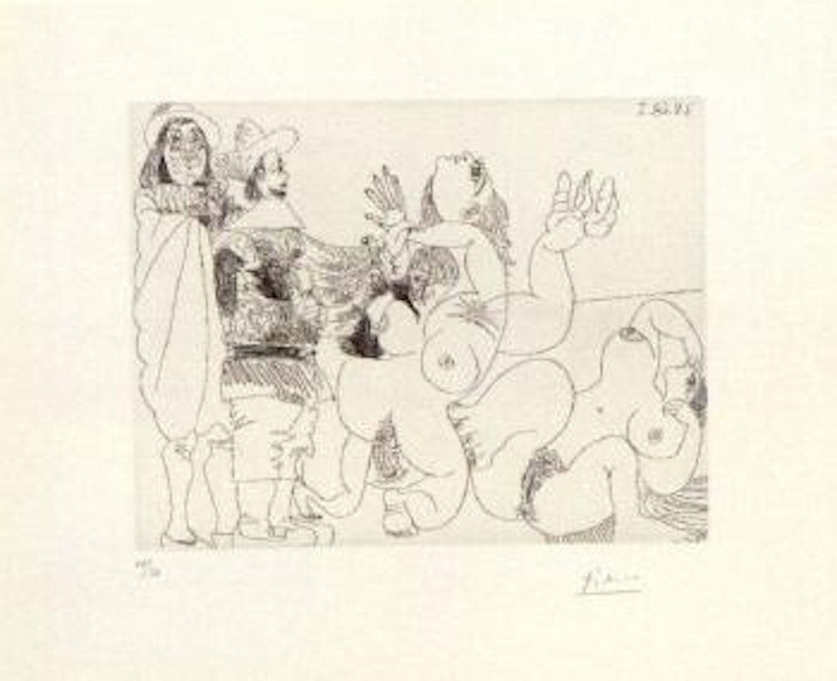 Jeune seigneur fantoche avec un reitre by Pablo Picasso