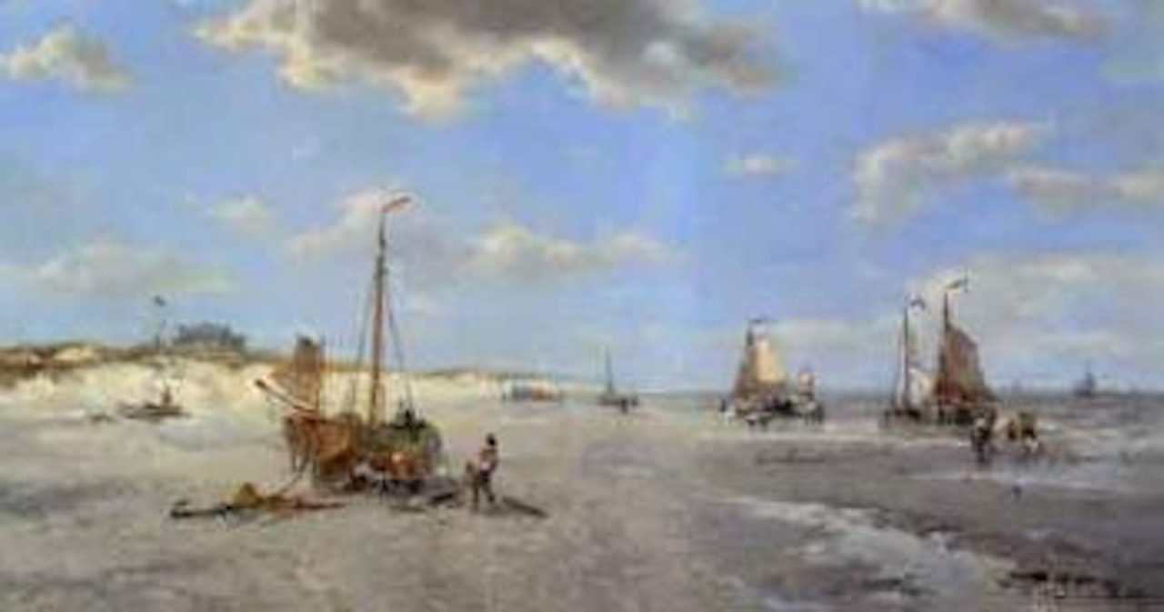Fishing boats on the Ostend beach by François Etienne Musin
