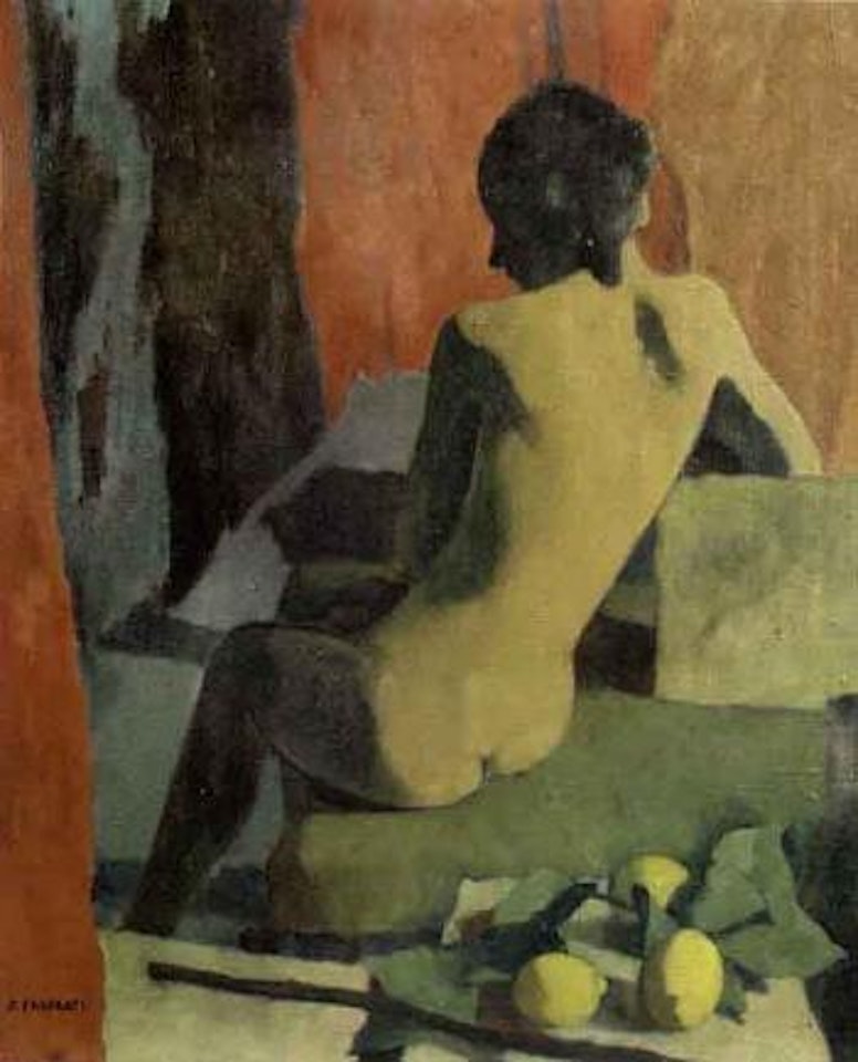 Female nude with three lemons by Felice Casorati
