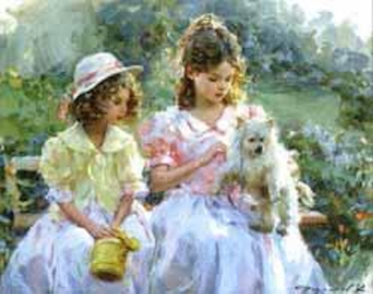 Young girls in the park by Constantin Razoumov