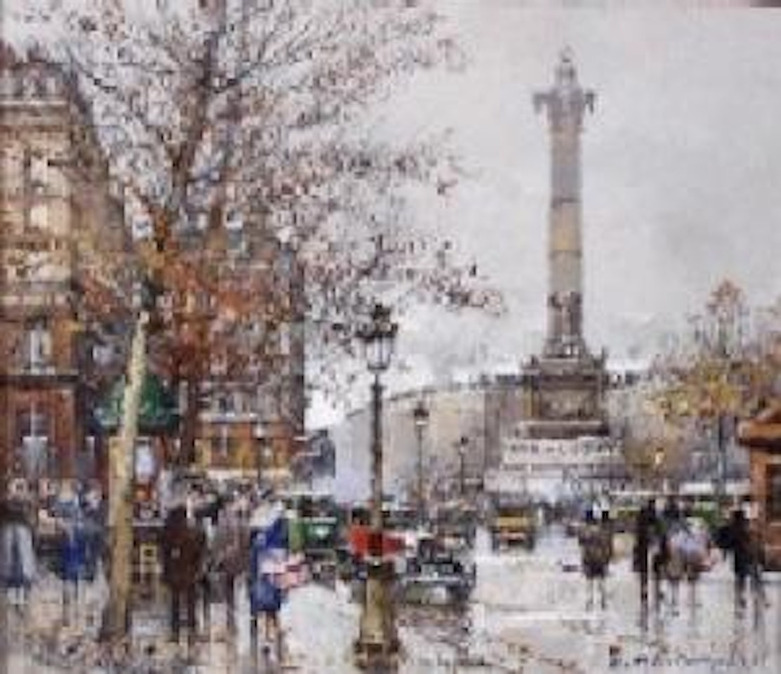 La Place de la Bastille by Eugene Galien-Laloue