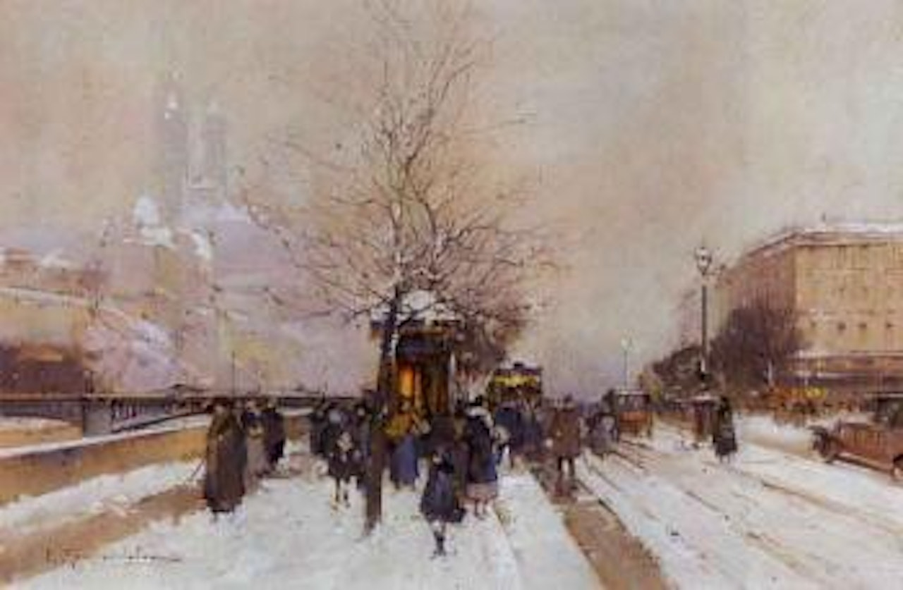 Paris, la Seine a l'ancien Trocadero by Eugene Galien-Laloue