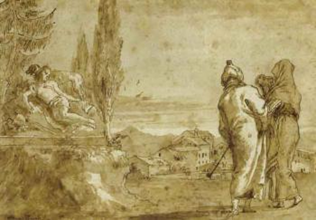 Landscape with figures by Giovanni Domenico Tiepolo