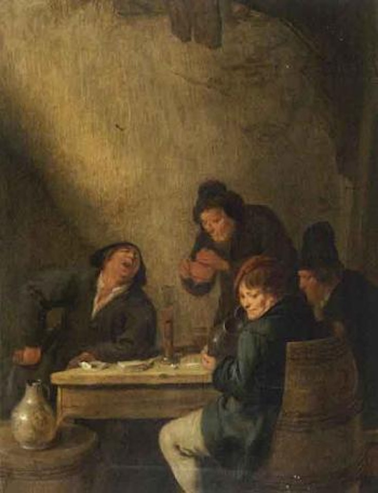Four figures in tavern by Jan Miense Molenaer