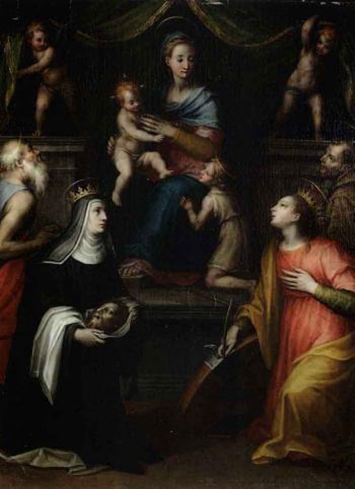 Madonna on throne with saints by Francesco Salviati