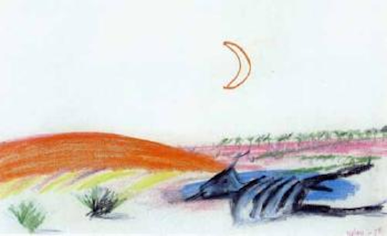 Carcass and sickle moon by Sidney Nolan