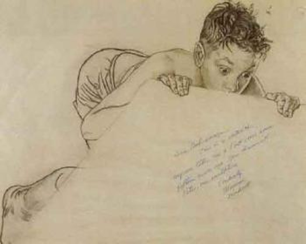 Boy on highdive by Norman Rockwell