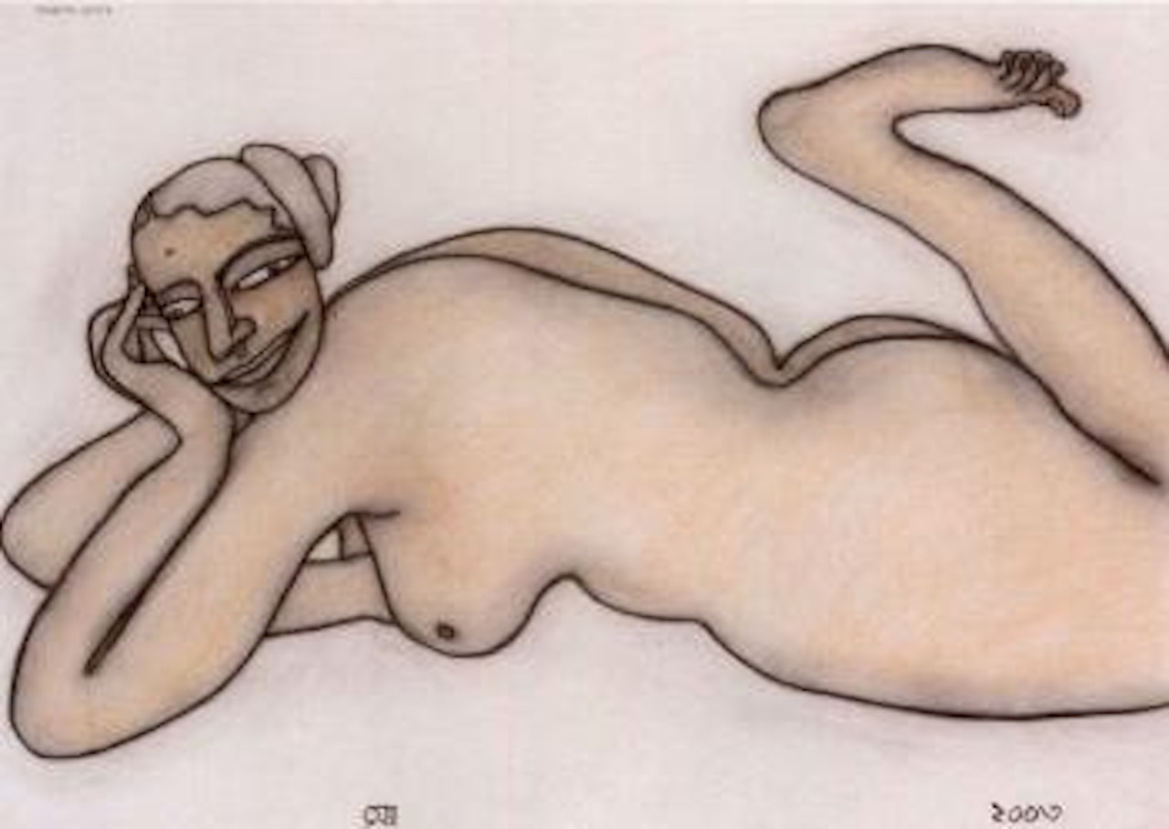 Reclining nude by Jogen Chowdhury