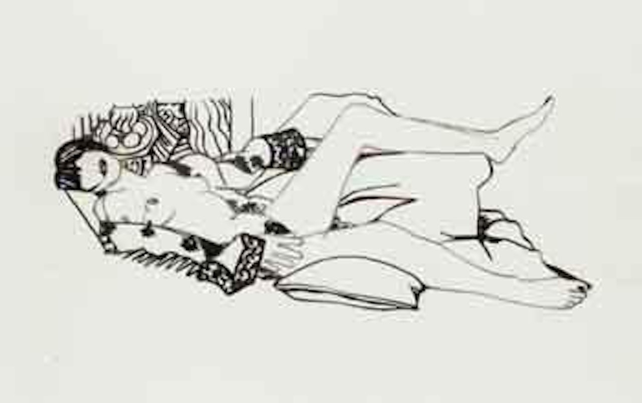 Monica nude with purple robe by Tom Wesselmann