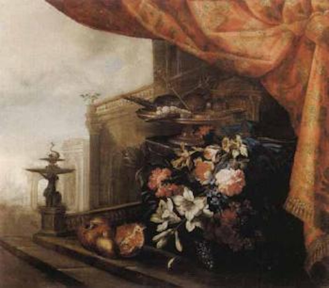 Natura morta su sfondo architettonico by Pier Francesco Cittadini