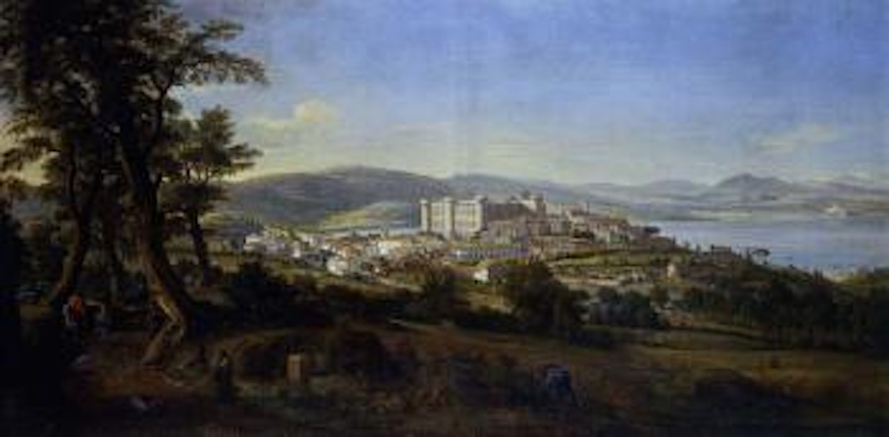 Veduta di Braccaiano, del lago e del Palazzo Odescalchi by Gaspar van Wittel