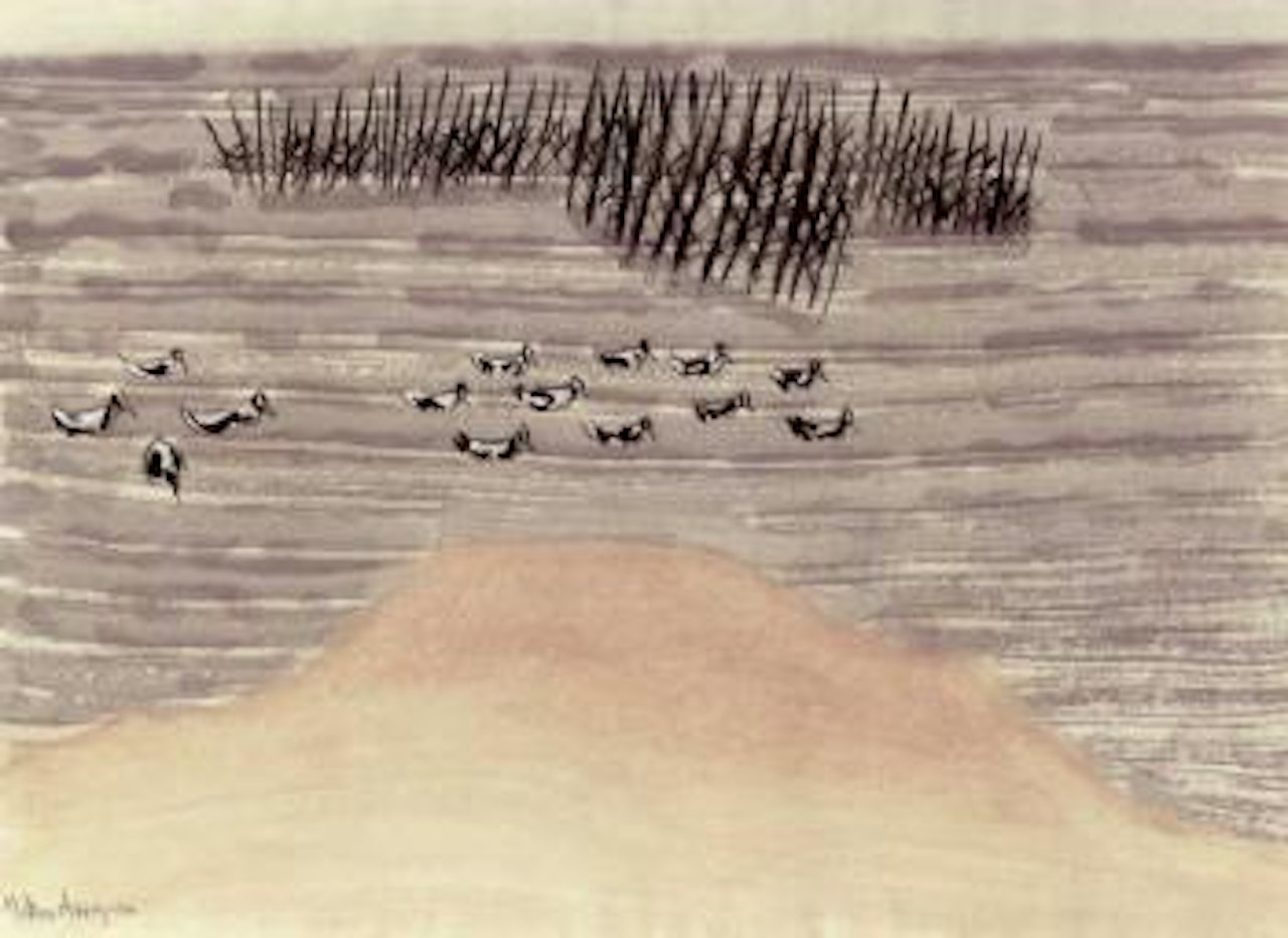 Birds on pink dune by Milton Avery