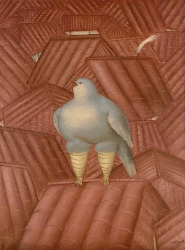 Sparrow on roof by Fernando Botero
