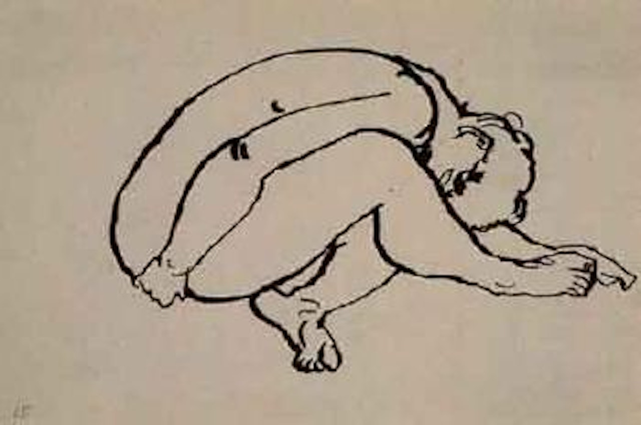 Curled over nude by George Grosz