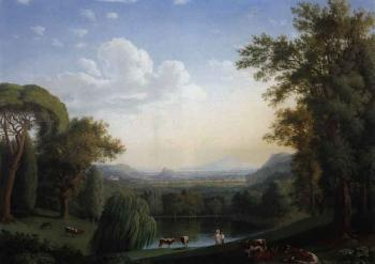 Landschaft mit Motiven des Englischen Gartens von Caserta by Jacob Philipp Hackert