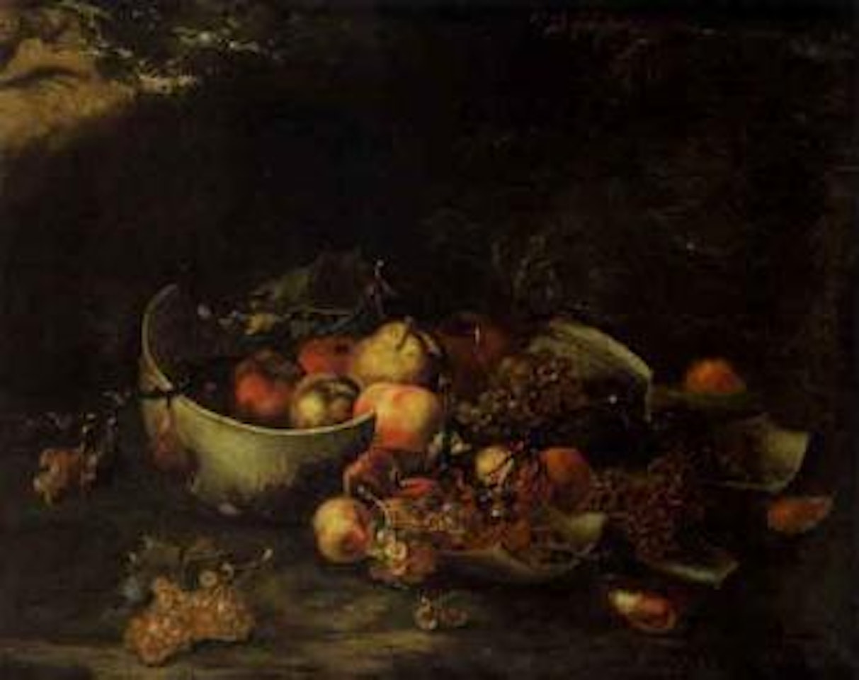 Fruchtestilleben mit gebrochener Schale by German School