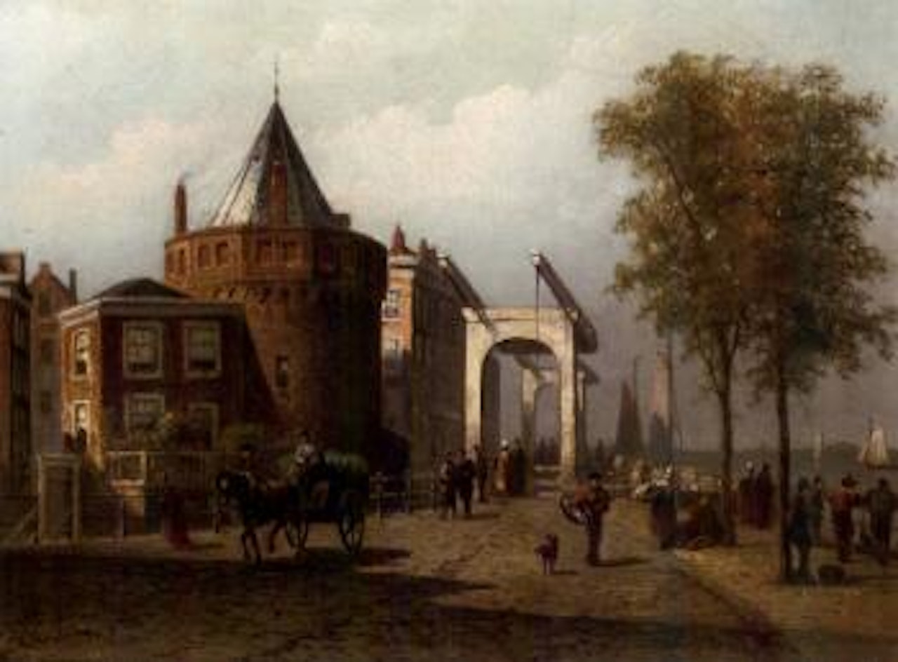 The Prins Hendrikkade with the Schreierstoren by Eduard Alexander Hilverdink