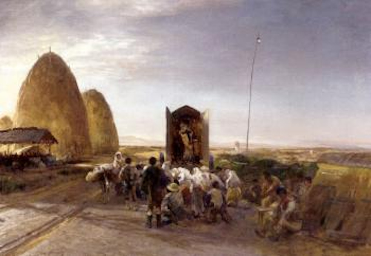 Messe in der Romischen Campagna - In the Italian countryside by Oswald Achenbach