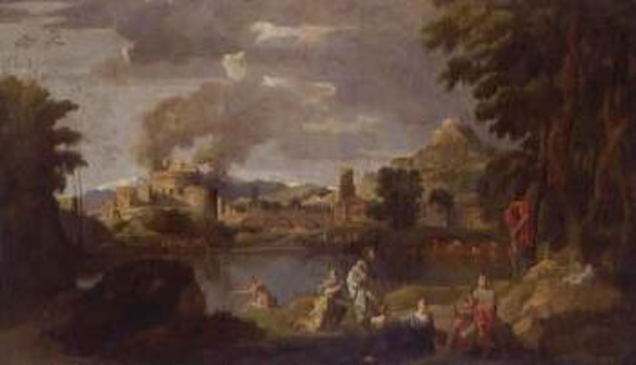 Orpheus and Eurydice in classical landscape by Nicolas Poussin