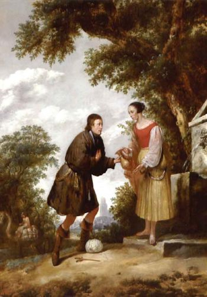 Rebecca and Eliezer at the well by German School