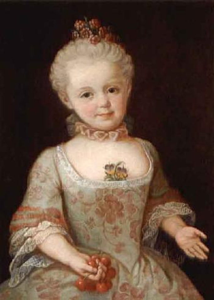 Portrait of a young girl in a pink dress by Venetian School
