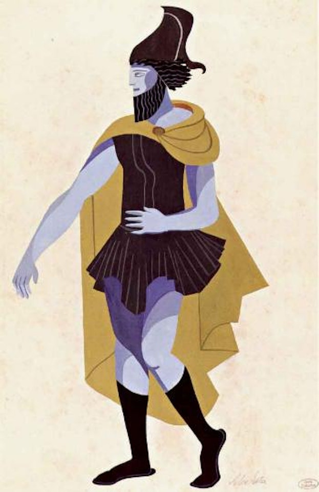 Costume design for Harold in Aeschylus tragedy, seven against Thebes by Alexandra Exter