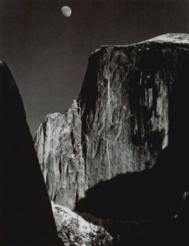 Moon and half dome by Ansel Adams